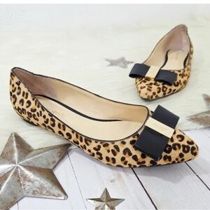 Kate Spade Norah Leopard Print Flats calf hair bow sz 6